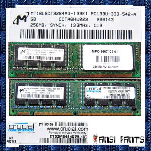 CRUCIAL 2x256MB PC133 CL3 SDRAM 512MB 168pin 133MHZ RAM