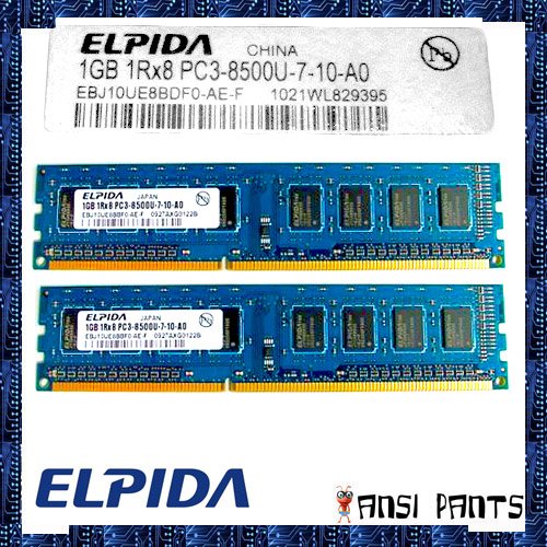 Elpida 2x1gb Pc3 8500 Cl7 Sdram 2gb 1066mhz Ddr3 Ram