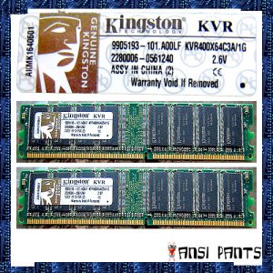 KINGSTON 2x1GB DDR PC-3200 SDRAM 2GB 400MHZ RAM MEMORY