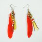 New Fashion Feather Dangle Peacock Earrings red