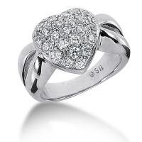 1.00ctw diamond heart shape pave style band