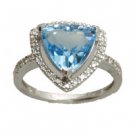 3.81ct.w Diamonds And Blue Topaz Trillion Cut Ring