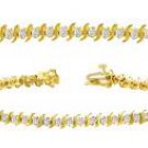 2.00 Ctw S-Style Yellow Gold Diamond Bracelet