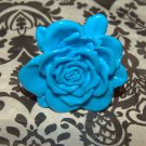 Big Blooming Rose Flower Ring Blue Size 7