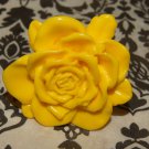 Big Blooming Rose Flower Ring Yellow Size 7