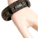 Boho Hippie Ethnic Wood ROSE BANGLE BRACELET BROWN