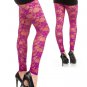 Floral Lace Leggings Fuchsia Dark Pink Size Small