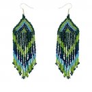 Green and Blue Tribal Ethnic Bead Earrings