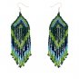 Green and Blue Tribal Ethnic Bead Earrings