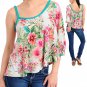 Floral Flower Print One Shoulder Top Size Small