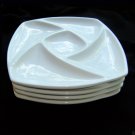 DANSK Creamy White Square Dinner Plates Set of 4 Divided 10" Modern Design