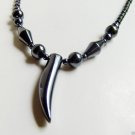 Rhino Horn Pendant Choker for Men Silver Grey Hematite Finish