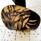 Handcrafted Leather Cuff Bracelet Signed Blk Cream Southwestern OOAK
