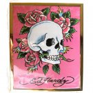 ED HARDY Skull and Roses Tattoo Art  8" x 10" Sealed Repro Print Bright Pink