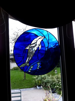 Dolphin Stained Glass Window