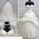 A-line Strapless White Taffeta  Applique Beaded Wedding Dress Bridal Gown With Jacket S3