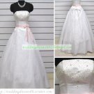 2012 A-line Strapless  White Organza Beaded Floor-length Wedding Dress Bridal Gown S10