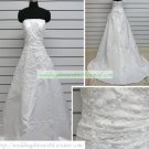 Strapless White Taffeta Organza Ruffled Applique Beaded Chapel Train Wedding Dress Bridal Gown S33