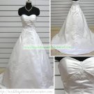Strapless White Taffeta Organza Ruffled Applique Beaded Chapel Train Wedding Dress Bridal Gown S36