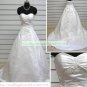 Strapless White Taffeta Organza Ruffled Applique Beaded Chapel Train Wedding Dress Bridal Gown S36