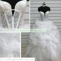 A-line Strapless White Organza Ruffled Lace Beaded Floorf-length Wedding Dress Bridal Gown S41