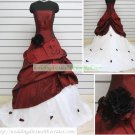 Hot Sale A-line Strapless Red White Flower Wedding Dress Bridal Gown S43