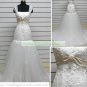 Mermaid Strapless White Lace Tulle Ruffled Applique Beaded Wedding Dress Bridal Gown S44