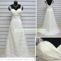Free Shipping Hot Sale A-line Strapless White Organza Lace Beaded Wedding Dress Bridal Gown S45