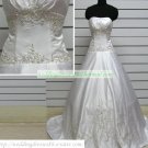Free Shipping Hot Sale A-line Strapless White Satin Embroider Beaded Wedding Dress Bridal Gown S46