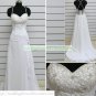 Free Shipping Double Straps White Satin Chiffon Embroider Beaded Wedding Dress Bridal Gown S48