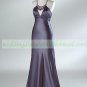 Free Shipping Double Spaghetti Gray Red  Stretch Satin Beaded Evening Dress Party Dress E004