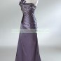Free Shipping One Shoulder Gray Blue Stretch Satin Ruffled Beaded Evening Dress Party Dress E005