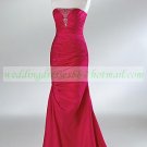 Free Shipping One Shoulder Red Purple Taffeta Ruffled Beaded Evening Dress Party Dress E012