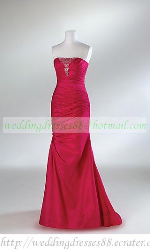 Free Shipping One Shoulder Red Purple Taffeta Ruffled Beaded Evening Dress Party Dress E012