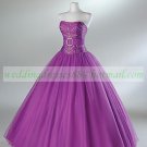 Free Shipping Strapless Blue Purple Organza Beaded Prom Dress Party Dress R006