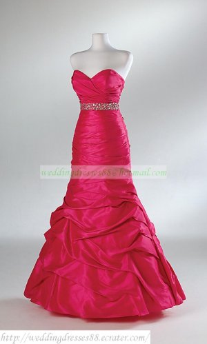 Free Shipping Strapless Gray Red Taffeta Taffeta Beaded Party Dress Prom Dress  Y001