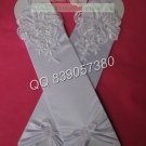 Bridal Accessories-White or Ivory Satin Lace Beaded Wedding Gloves G10