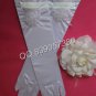 Bridal Accessories-White or Ivory Satin Two Small Flowers Wedding Gloves G11