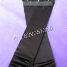 Bridal Accessories-Long Black Satin Lace Ruffled Beaded No Finger Wedding Gloves G17