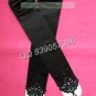 Bridal Accessories-Long Black Satin Lace Ruffled Beaded No Finger Wedding Gloves G17