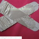 Bridal Accessories-White or Ivory Satin Ruffled Lace Beaded No Finger Wedding Gloves G20