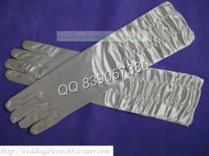 Bridal Accessories-White or Ivory Satin Ruffled Finger Wedding Gloves G21