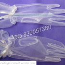 Bridal Accessories-Short  White or Ivory Organza Finger Wedding Gloves G27