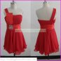 2012 One Shoulder Red Chiffon Beaded Cocktail Dress Homecoming Dress Graduation Dress C006