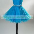2012 Halter Blue Red Organza Beaded Cocktail Dress Homecoming Dress Graduation Dress G006