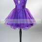 Halter Beaded Gray Purple Organza Ruffled Cocktail Dress Homecoming Dress Graduation Dress HS019