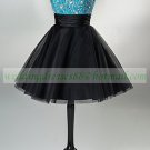 Strapless Blue Taffeta Beaded Black Organza Cocktail Dress Homecoming Dress Graduation Dress HS021