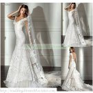 Free Shipping  Double Straps White Lace Organza Bridal Gown Beaded A-line Wedding Dress L23