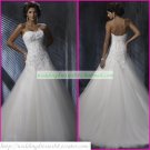 Free Shipping Strapless White Organza Lace Bridal Gown Applique Beaded A-line Wedding Dress A051