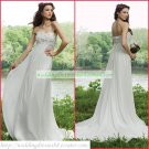 Free Shipping Strapless White Chiffon Lace Bridal Gown Empire Maternity Wedding Dress H004